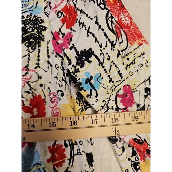 Christopher & Banks Women's Scribble Small Stretch Art To Wear Jacket Button Up - Picture 2 of 7